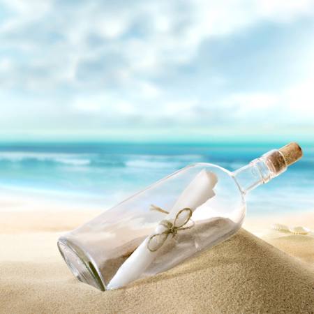 buteliukas, jūra, smėlis, popieriaus, vandenynas Silvae1 - Dreamstime