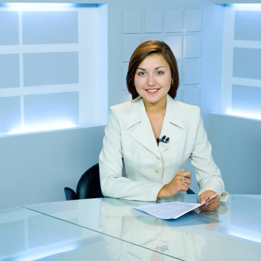 moteris, naujienos, televizijos studijose, mėlyna Alexander Podshivalov (Withgod)