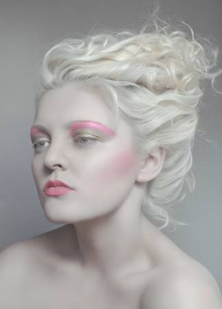 makiažas, rožinė, plaukai, šviesūs, moteris Flexflex - Dreamstime