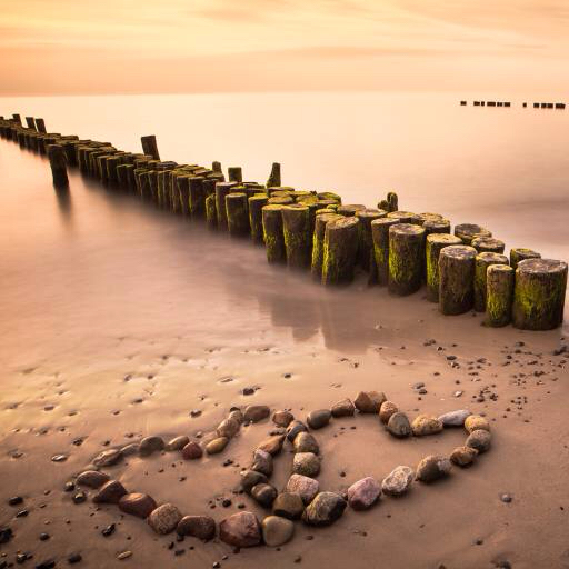 vanduo, širdis, širdis, akmuo, medis, smėlis, paplūdimys Manuela Szymaniak (Manu10319)