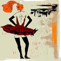 Pixwords Vaizdas su tapyba, moteris, suknelė, piešimas, raudona Lunetskaya