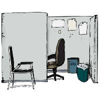 Pixwords Vaizdas su Biuro, kėdė, šiukšlių, popieriaus Eric Basir - Dreamstime