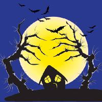 Pixwords Vaizdas su mėnulis, šikšnosparniai, namas, naktis, baisu, šliaužiantis Vanda Grigorovic - Dreamstime