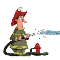 Pixwords Vaizdas su gaisro, vyras, hidrant, hidrantas, žarnos, raudona, vandens Dedmazay - Dreamstime