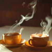 karšto, kava, kavos, dūmų, puodeliai Sergei Krasii - Dreamstime