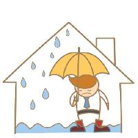 Pixwords Vaizdas su vanduo, nuotėkis, vyras, skėtis, lietus, namas Falara - Dreamstime