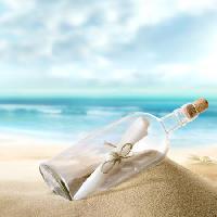 Pixwords Vaizdas su buteliukas, jūra, smėlis, popieriaus, vandenynas Silvae1 - Dreamstime