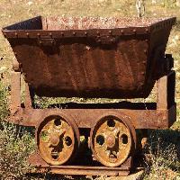 krepšelį, mano, geležies, traukinys, senas, rūdys Clearviewstock