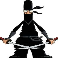Pixwords Vaizdas su Ninja, juoda, kardas, supjaustyti, akis, Dedmazay - Dreamstime