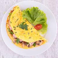 Pixwords Vaizdas su maistas, valgyti, kiaušiniai, kiaušinis, salotos, pomidorai, plokštės, grybų Margouillat