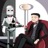 Pixwords Vaizdas su robotas, žmogus, vynas, stiklas Artisticco Llc - Dreamstime