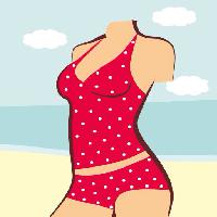 Pixwords Vaizdas su moteris, kūnas, raudona, kostiumas, vonia, paplūdimys, vanduo, debesys, drabužiai Anvtim