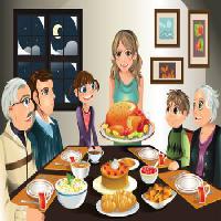 Pixwords Vaizdas su vakarienė, Turkija, šeima, moteris, mergina, rupiniai Artisticco Llc - Dreamstime